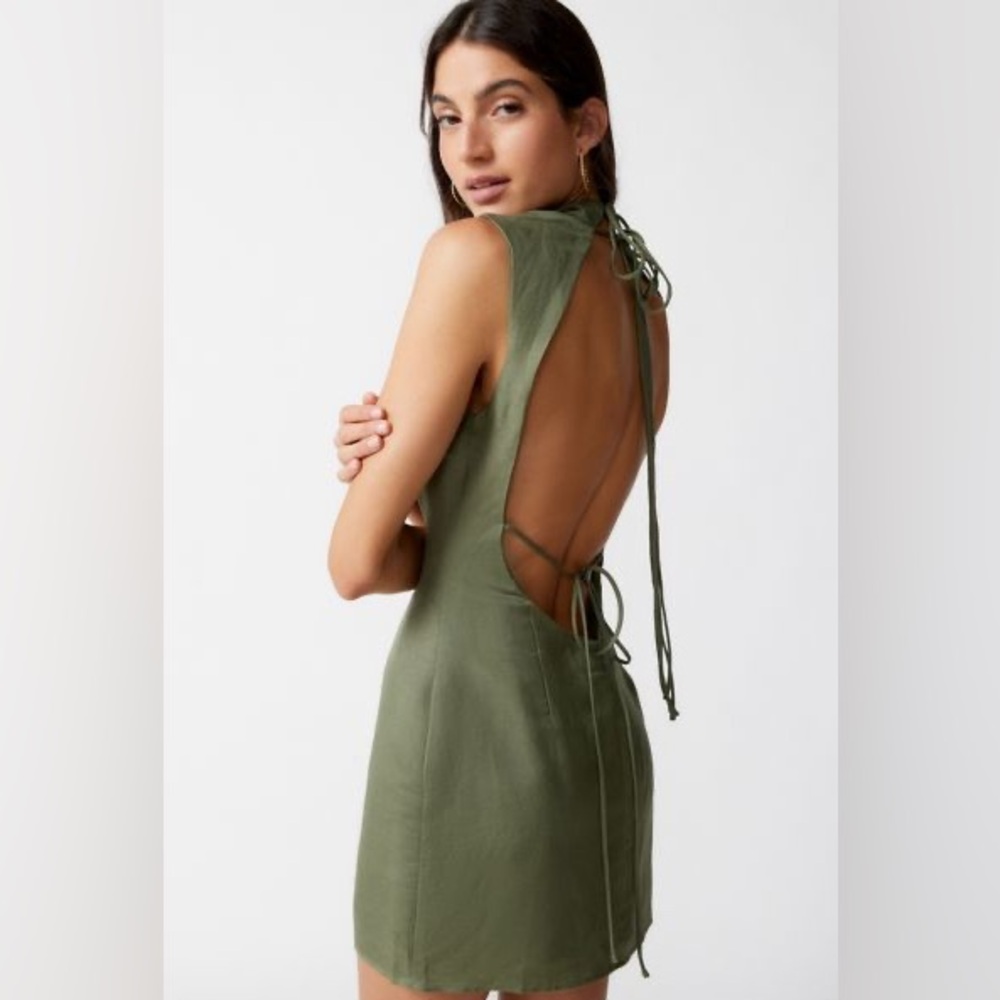Lioness backless linen mini dress